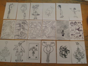 Hier zijn ze dan de kleurkaarten voor jong en oud. Om zelf in te kleuren voor ontspanning. het zijn 3 x setjes van 6 kaarten